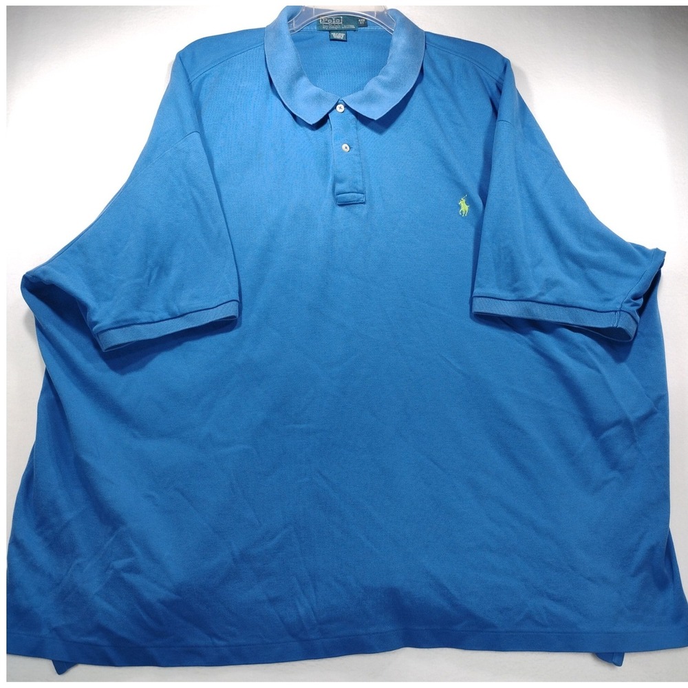 Polo Ralph Lauren Mens 4XB Big Blue Short Sleeve Cotton Polo Shirt Green Pony